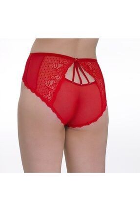 Büyük Beden-big Size Kırmızı Dantel Ve Ip Detaylı Kadın Bikini Kulot G006