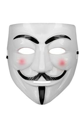 Beyaz Renk Pembe Yanaklı Ithal V For Vendetta Maskesi BA-MPN-10025362 - SAM-1 - BA141428