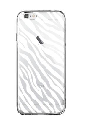 Iphone 6s Zebra Pattern Premium Şeffaf Silikon Kılıf Beyaz Baskılı iPhone6szebrapatternbyzbsk