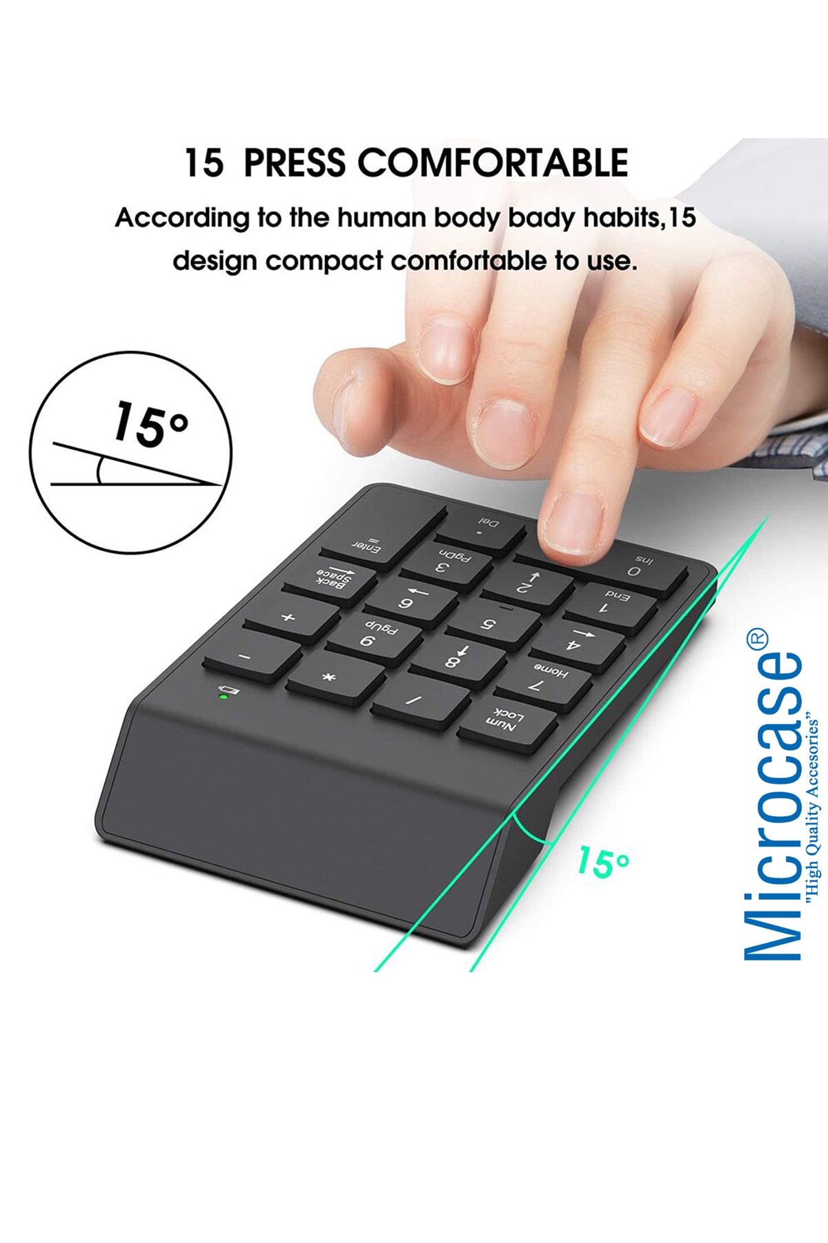 Kablosuz 18 Tuşlu Mini Numerik Klavye - Siyah Al2698 4