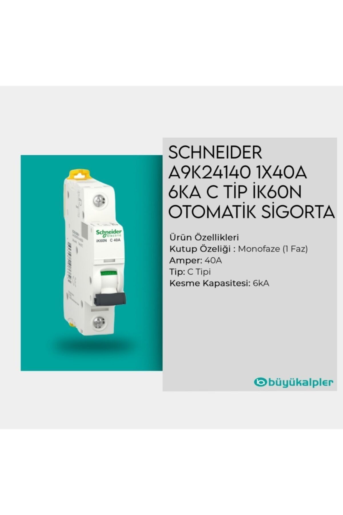 Schneider Electric-Schneider A9k24140 1x40a 6ka C Type Ik60n Automatic Fuse-3606480086823 2
