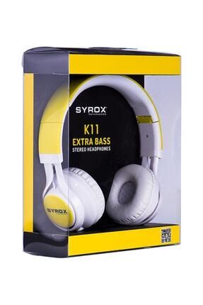 K11 Mikrofonlu Stereo Kablolu Kulak Üstü Kulaklık Syrox K11 - Sarı Renk
