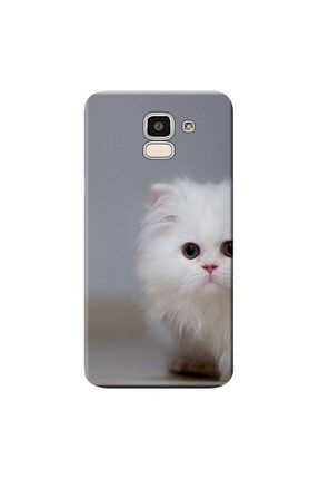 Samsung Galaxy J6 Kılıf Sm-j600f Silikon Baskılı Beyaz Kedi Stk:139 VOL-SAMSUNG-GALAXY-J6-139