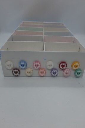 Bebek Ve Yelek Düğme Seti Kalp Desenli 12 Renk Her Renkten 10 Adet Toplam 120 Adet JLIJLIJ