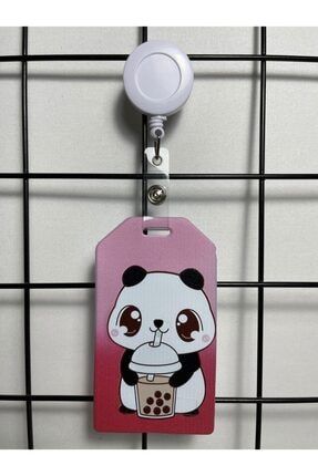 Panda Kırmızı Dik Yaka Kart Kılıfı HKART030