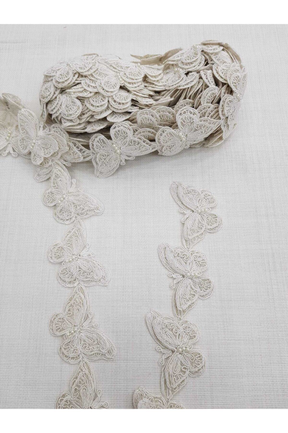 Pearl Butterfly Lace Ribbon 1 meter ( 12 butterfly motifs )