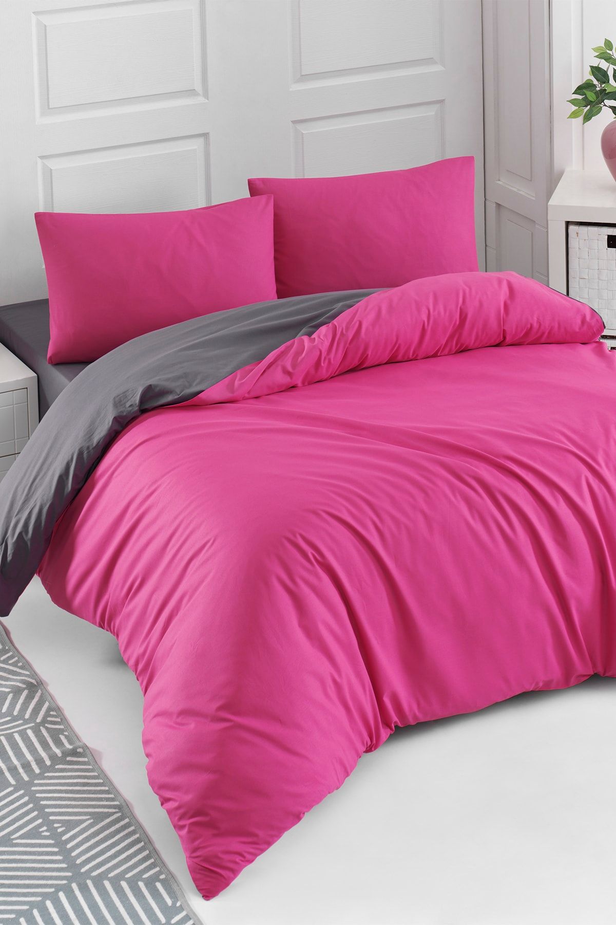 Colorpool-Bright Future Fuchsia-anthracite Double Duvet Cover Set 1