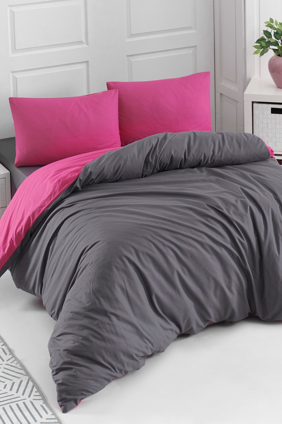 Colorpool-Bright Future Fuchsia-anthracite Double Duvet Cover Set 2