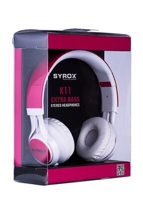 K11 Mikrofonlu Stereo Kablolu Kulak Üstü Kulaklık Syrox K11 - Pembe Renk