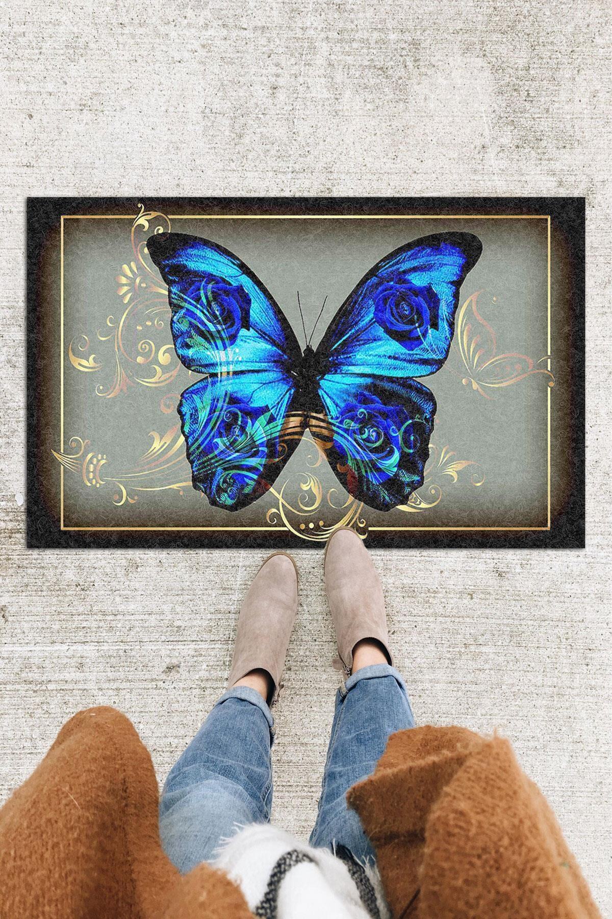 Blue Butterfly Door Front Mat Decorative Door Mat Outdoor Door Mat Indoor Door Mat