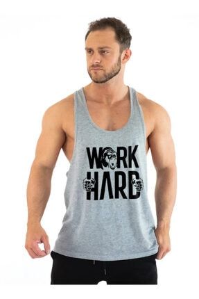 Work Hard Gorilla Gym Fitness Tank Top Sporcu Atleti Gri TYC00264647878