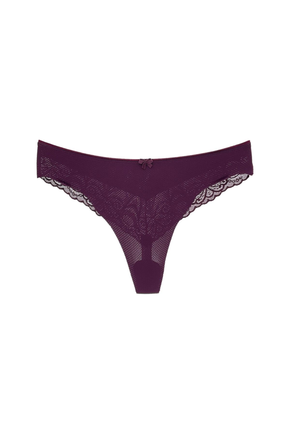 HNX 2-Piece Micro Fabric Laser Cut Lace Detailed String Thong Women's  Panties - Trendyol