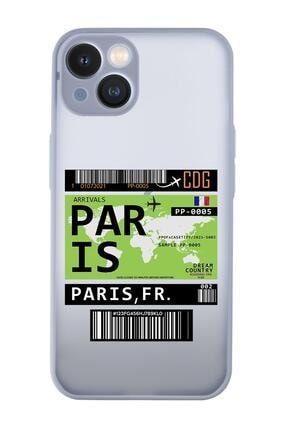 Iphone 13 Uyumlu Paris Ticket Desenli Kamera Korumalı Buzlu Şeffaf Lüx Telefon Kılıfı MCIP13LUXDSN281249