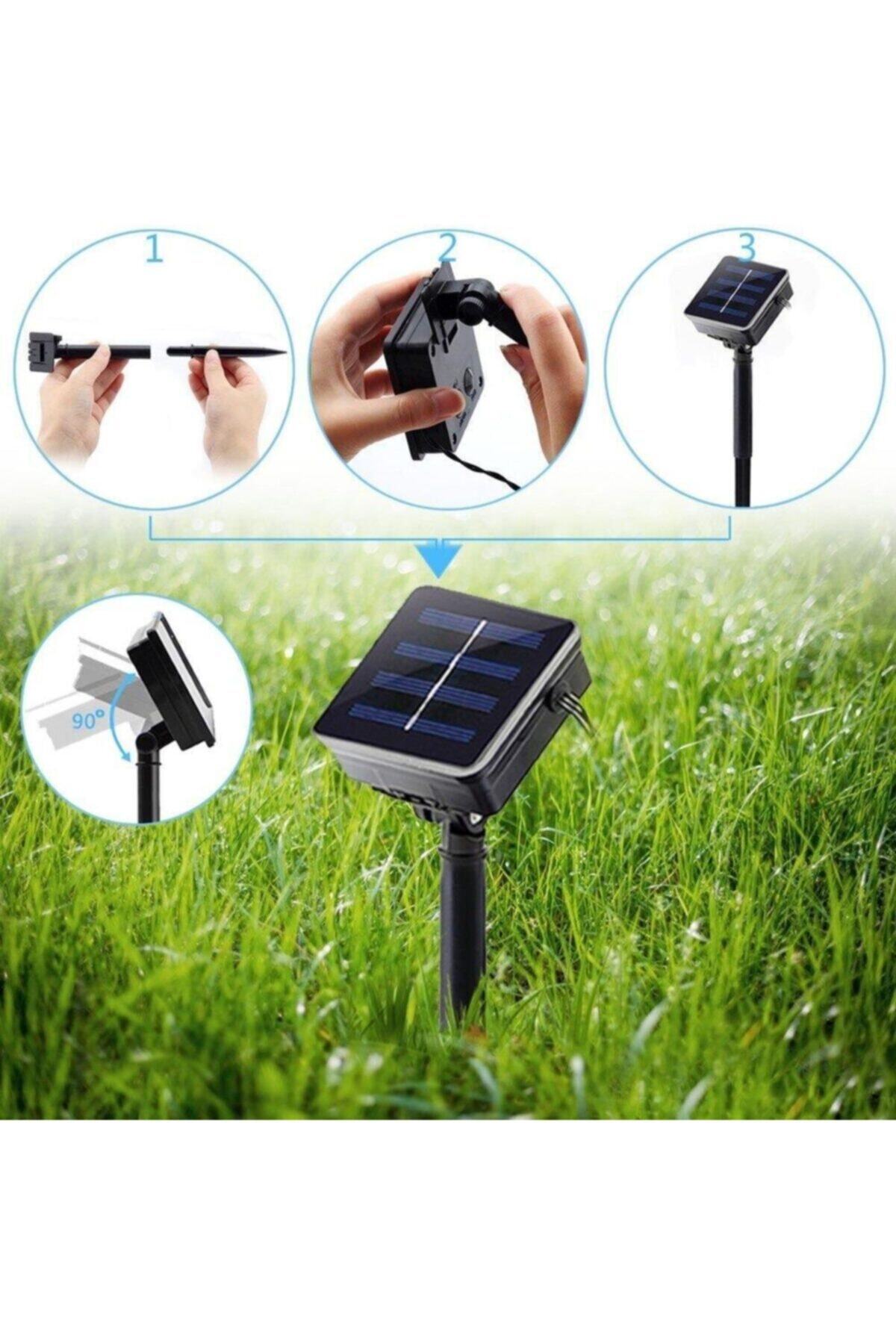 30 Ledli Solar Çiçekli Gün Işığı Bayçe Aydınlatma Dekorasyon Güneş Enerjili 4