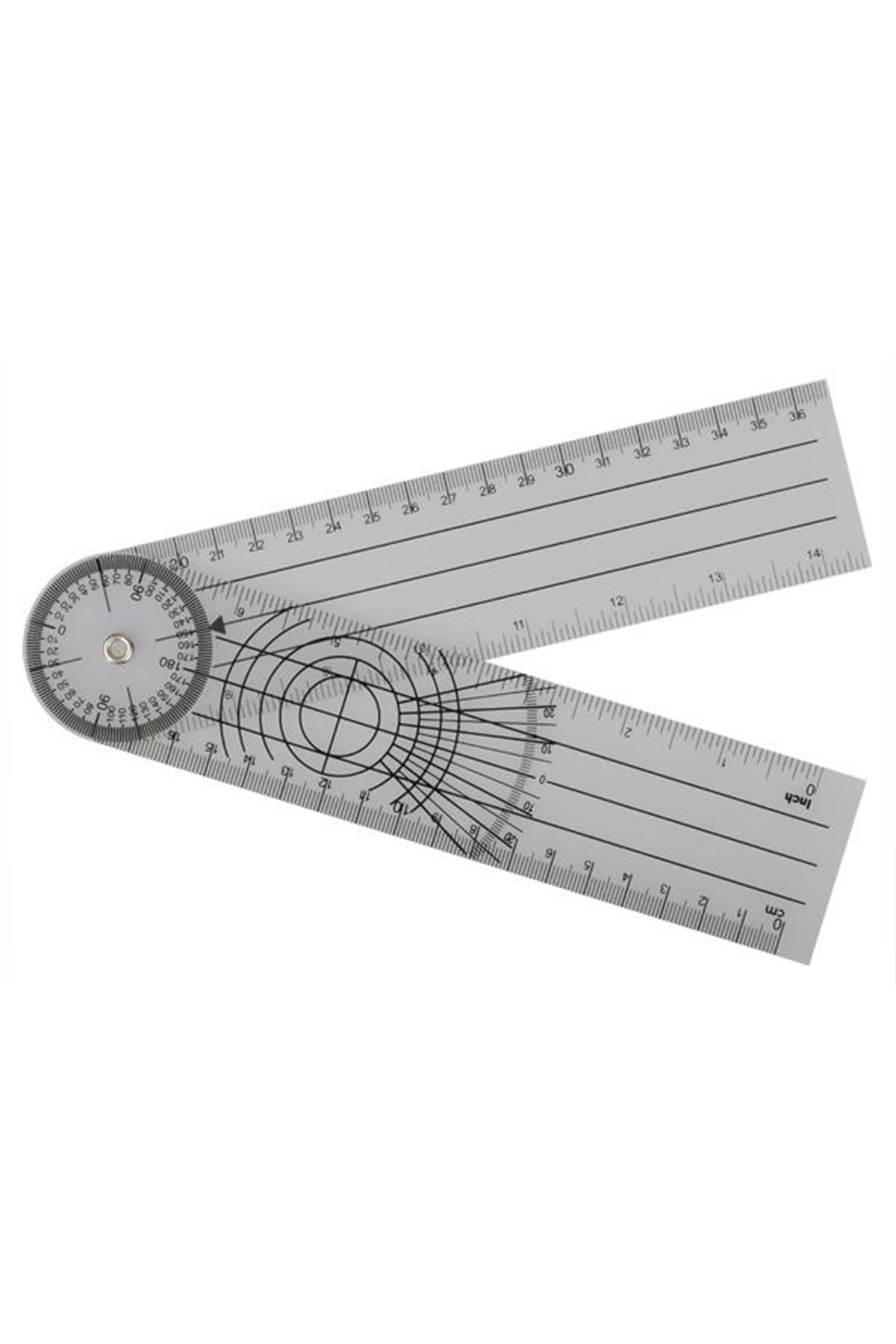 MİYANG Cetvel Gonyometre 20 Cm, 360 Derece Plastik Eha Ölçer