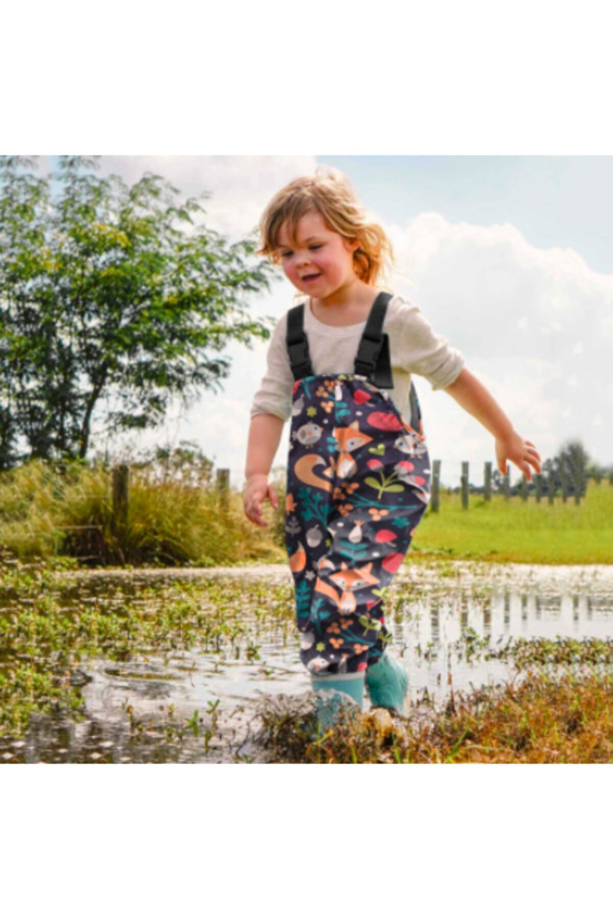 Petityu Fox Hayvanli Yagmur Tulumu Pantalonu Yağmur Pantolon 6-8 Yas fotoğrafı 2 (önizleme)