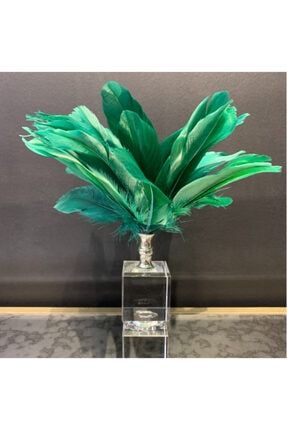 Ev Dekorasyon - Kristalli Kartal Tüyü Yeşil 30 Cm DM-018