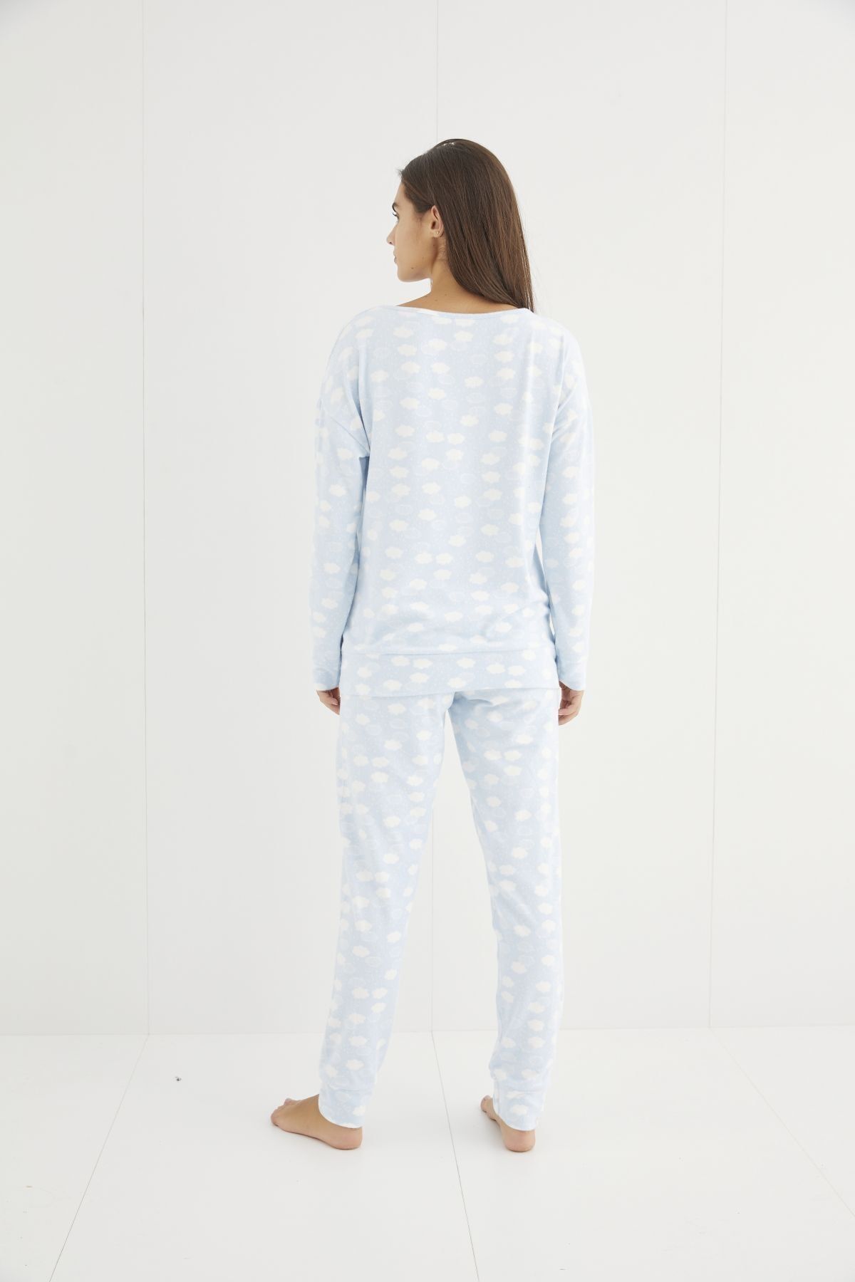 Mavi Örme Pijama Takımı