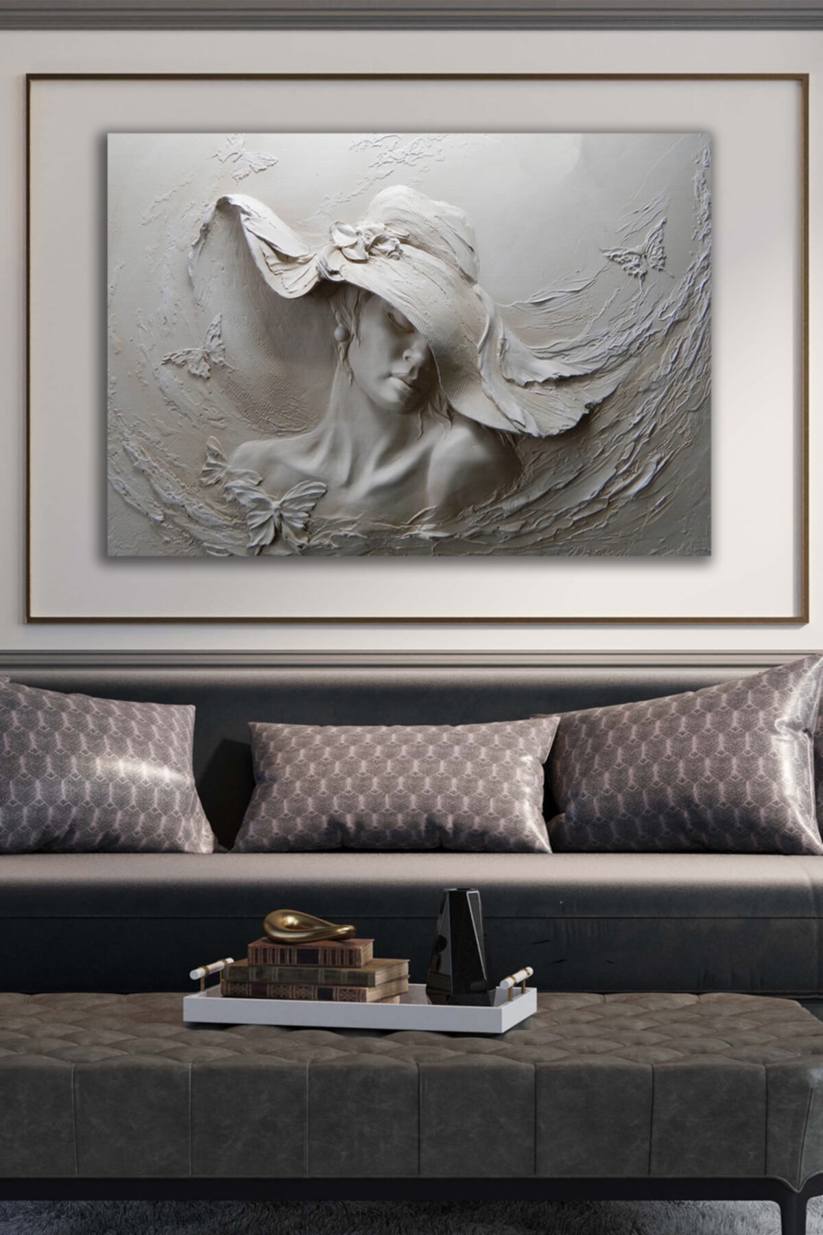 Women's Relief Printed Canvas Wall Chart with Embossed Look Hat