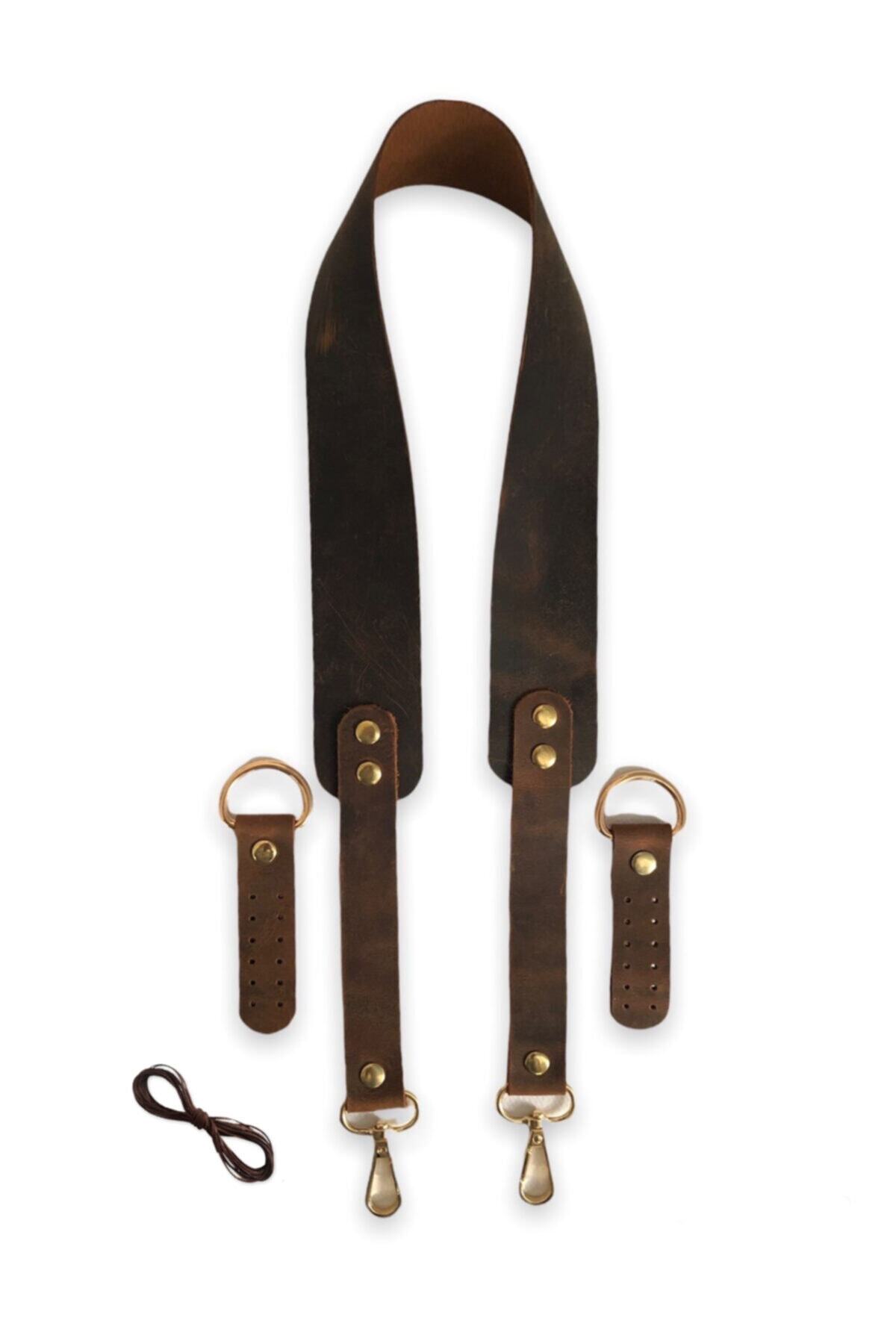 alfa tasarım atölyesi Hakiki Deri Çanta Sapı / Aksesuarlı - Crazy Taba Rengi