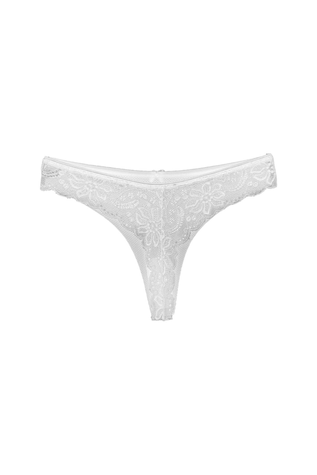 HNX Micro Fabric Laser Cut Back Lace String Thong Women's Panties - Trendyol