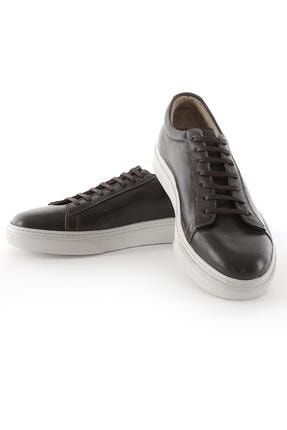 Hakiki Deri Füme Erkek Ayakkabı Günlük Beyaz Tabanlı Sneakers AYE-433021