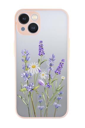 Iphone 13 Uyumlu Lavender Desenli Kamera Korumalı Buzlu Şeffaf Lüx Telefon Kılıfı MCIP13LUXDSN281137