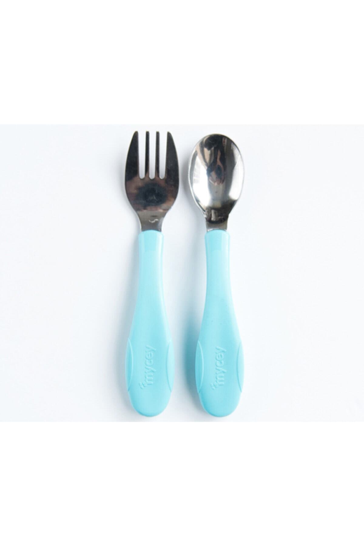 mycey Beslenme Seti Kapaklı Mama Tabağı ve Paslanmaz Çelik Çatal Kaşık fotoğrafı 2 (önizleme)