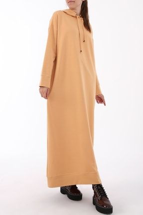 Soft Sarı Basic Kapüşonlu Örme Pamuklu Elbise 21OB60008AL0
