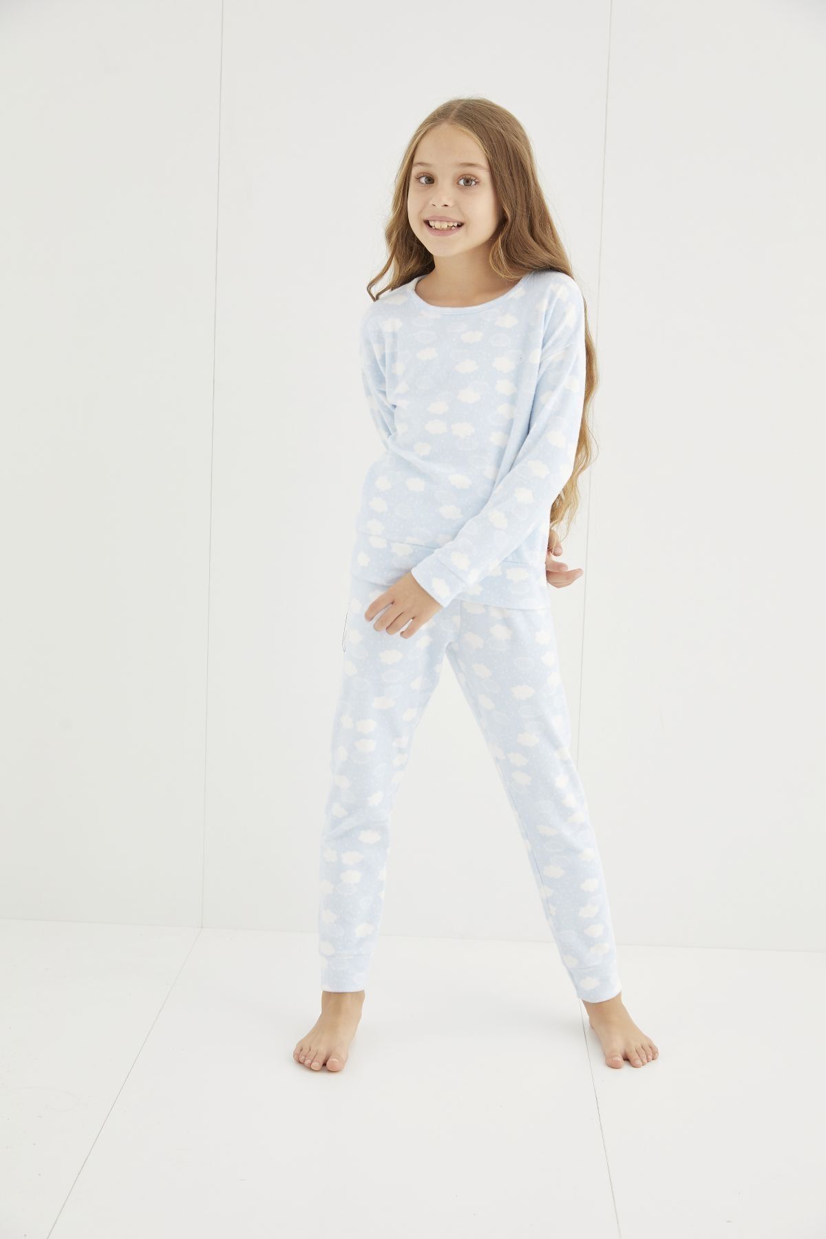 Mavi Örme Pijama Takımı