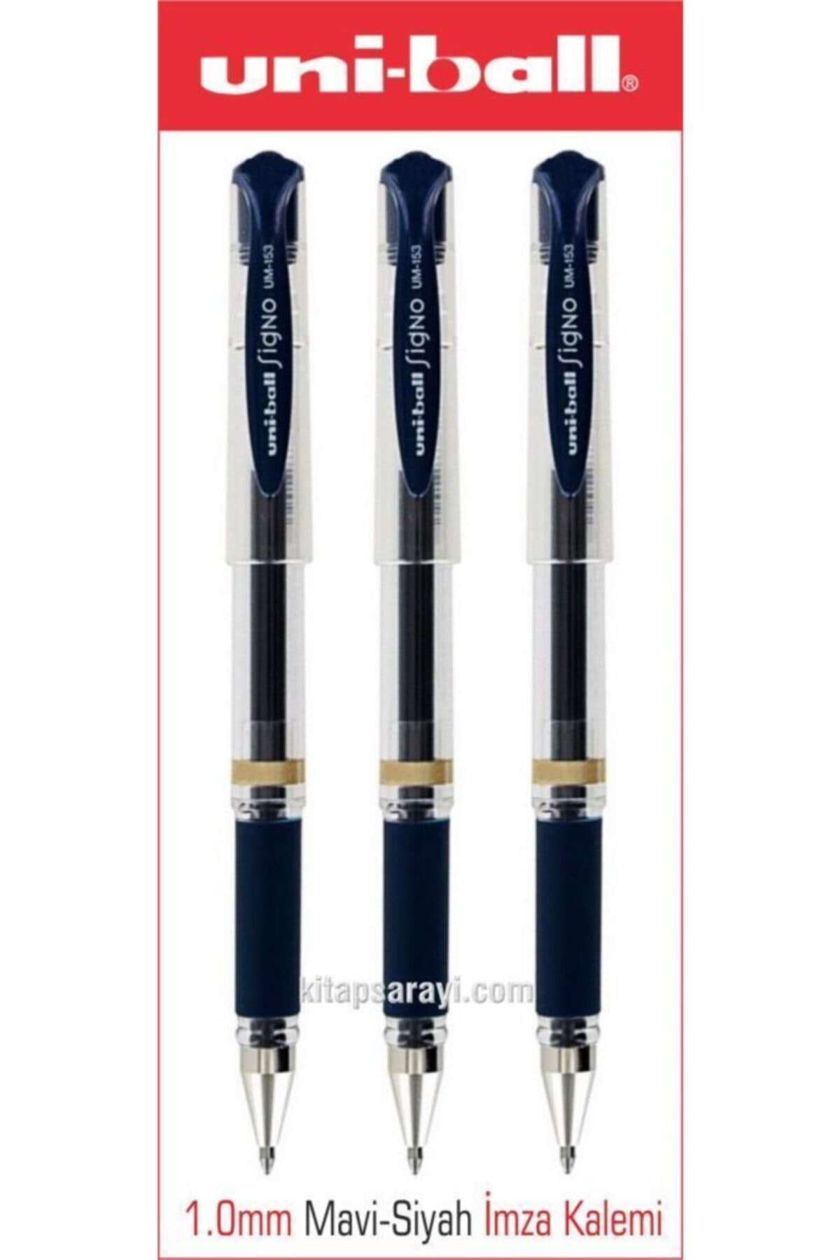 UNİ-BALL Uniball Signo Broad 1.0 Mm Mavi Siyah Imza Kalemi 3 Adet Um-153