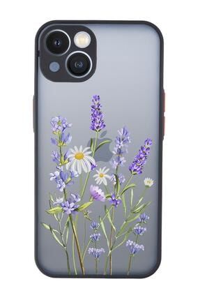 Iphone 13 Uyumlu Lavender Desenli Kamera Korumalı Buzlu Şeffaf Lüx Telefon Kılıfı MCIP13LUXDSN281137