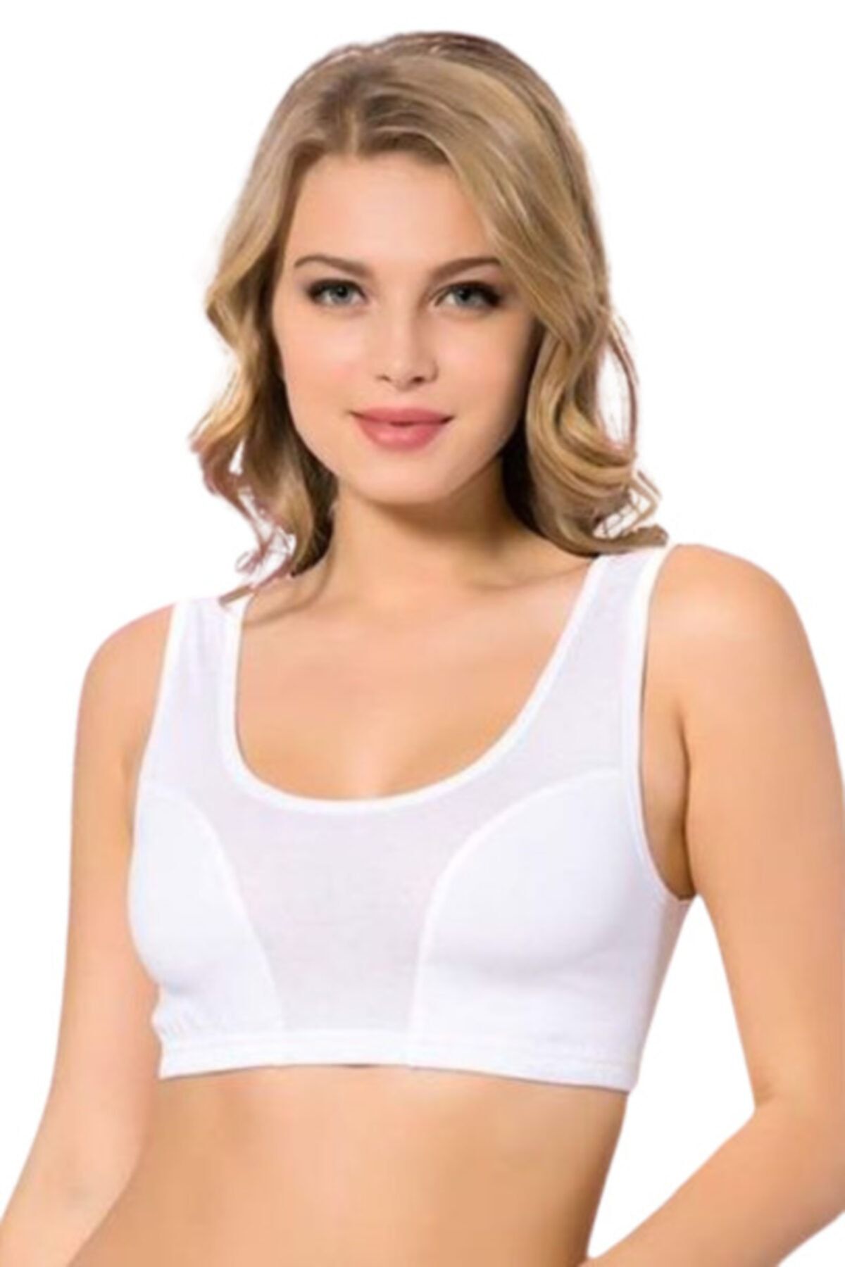 Bestin Women's White Large Size Cotton Padless Padded Bustier Bra - Trendyol