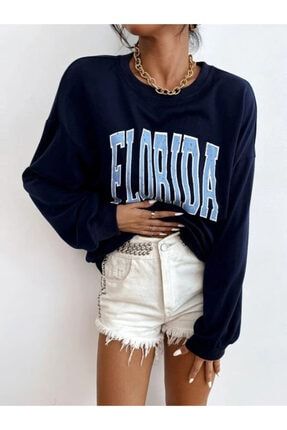 Kadın Lacivert Florida Oversize Sweatshirt Sweatshirt-Laci-Florida