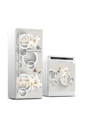 Buzdolabı Ve Bulaşık Makinası Beyaz Eşya Sticker Kaplama Beyaz Halkalar BB-TK-254