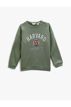 Harvard University Lisanslı Baskılı Sweatshirt Pamuklu 2WKG10161AK