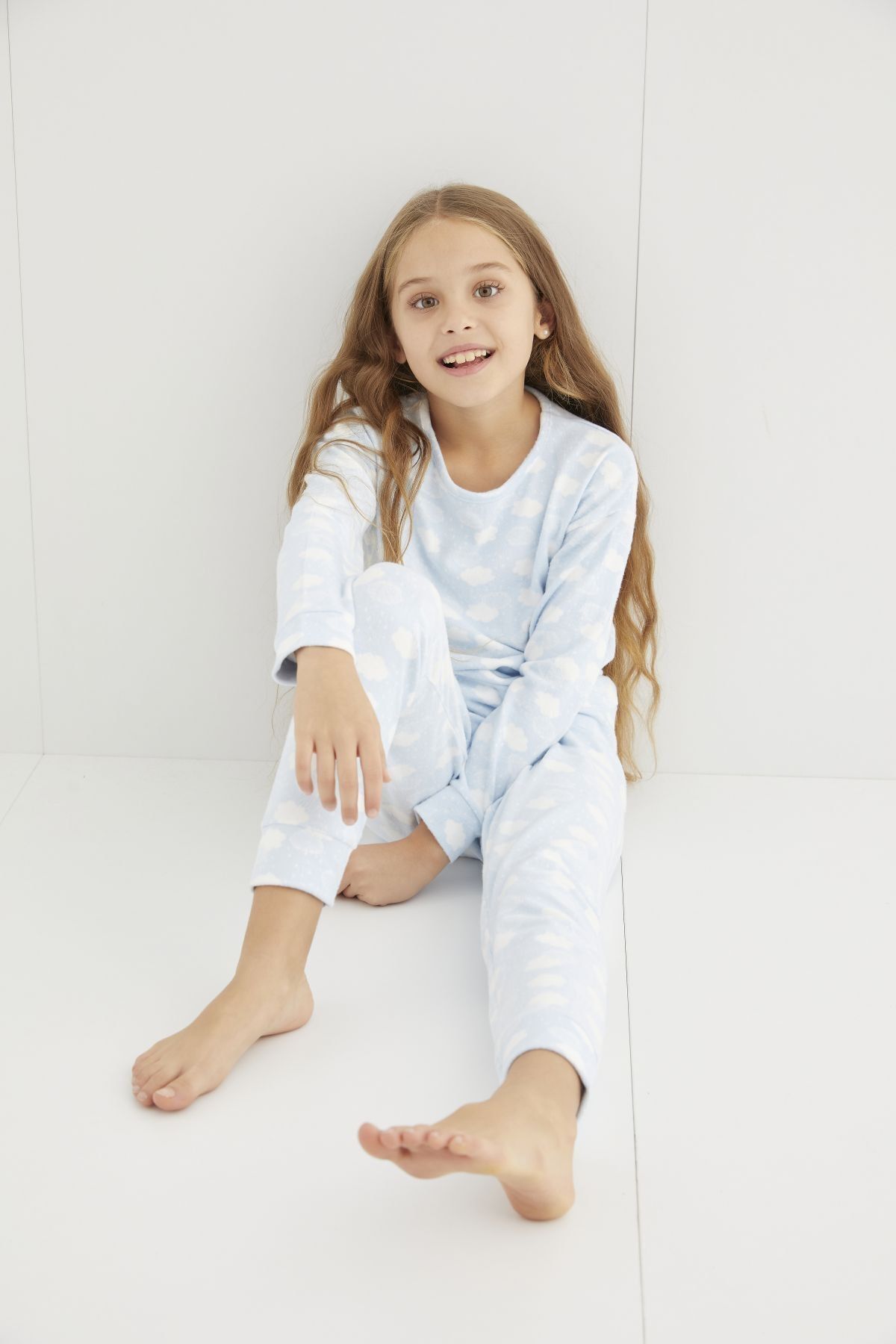 Mavi Örme Pijama Takımı