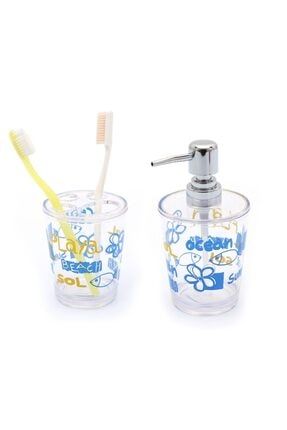 Sıvı Sabunluk Ve Diş Fırçalık 2 Li Banyo Seti Balıklı Model ZBOSP-C178
