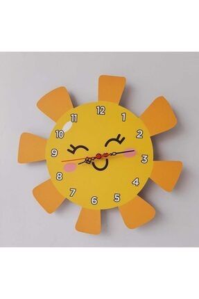 Güneş Model Çocuk Duvar Saati 40x40 Cm Renkli Eğlenceli Lazer Kesim Uv Baskılı 38001206