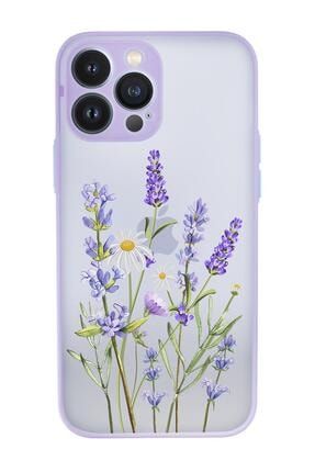 Iphone 13 Pro Uyumlu Lavender Desenli Kamera Korumalı Buzlu Şeffaf Lüx Telefon Kılıfı MCIP13PRODSN281137