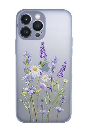 Iphone 13 Pro Max Uyumlu Lavender Desenli Kamera Korumalı Buzlu Şeffaf Lüx Telefon Kılıfı MCIP13PMAXDSN281137