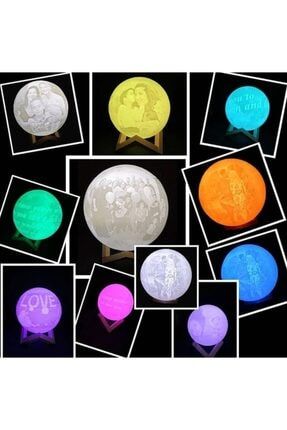 Renkli Kablolu 3d Ay Lamba Resimli Doğum Günü Yıldönümü Sevgili Hediyesi (12cm) KAYL012