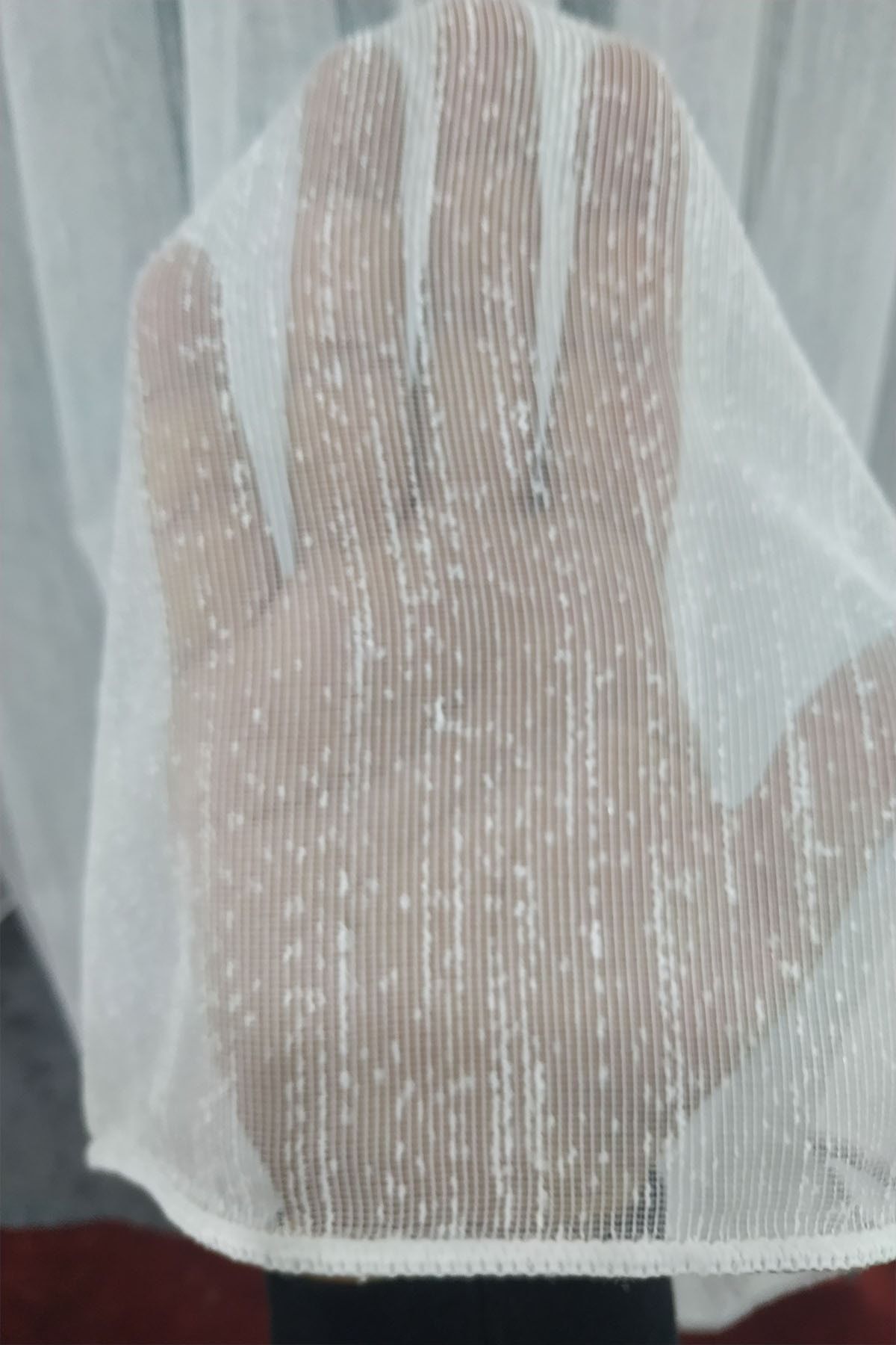 Tül Shop-Honeycomb Top Ultra Draped Patterned Slub Linen Patterned Tulle Curtain 1 X 3 Closely Pleated 4