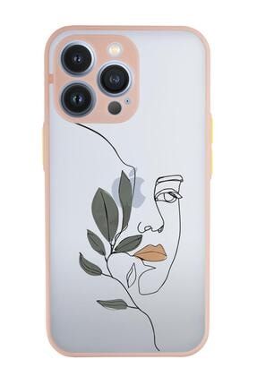 Iphone 13 Pro Uyumlu Line Art Women Desenli Kamera Korumalı Buzlu Şeffaf Lüx Telefon Kılıfı MCIP13PRODSN281145