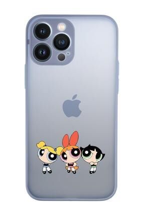 Iphone 13 Pro Uyumlu Powerpuff Girls Desenli Kamera Korumalı Buzlu Şeffaf Lüx Telefon Kılıfı MCIP13PRODSN281289