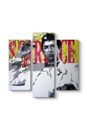 Al Pacino - Scarface Vintage Tablosu - 3 Parçalı TY-UN-69-Model-11