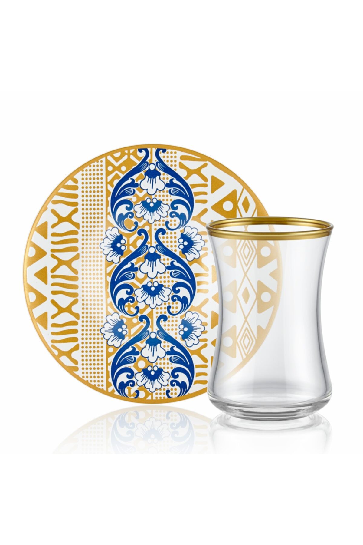 India 12 Parça ÇAY SETİ - Sarı-Mavi