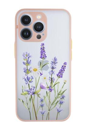 Iphone 13 Pro Uyumlu Lavender Desenli Kamera Korumalı Buzlu Şeffaf Lüx Telefon Kılıfı MCIP13PRODSN281137