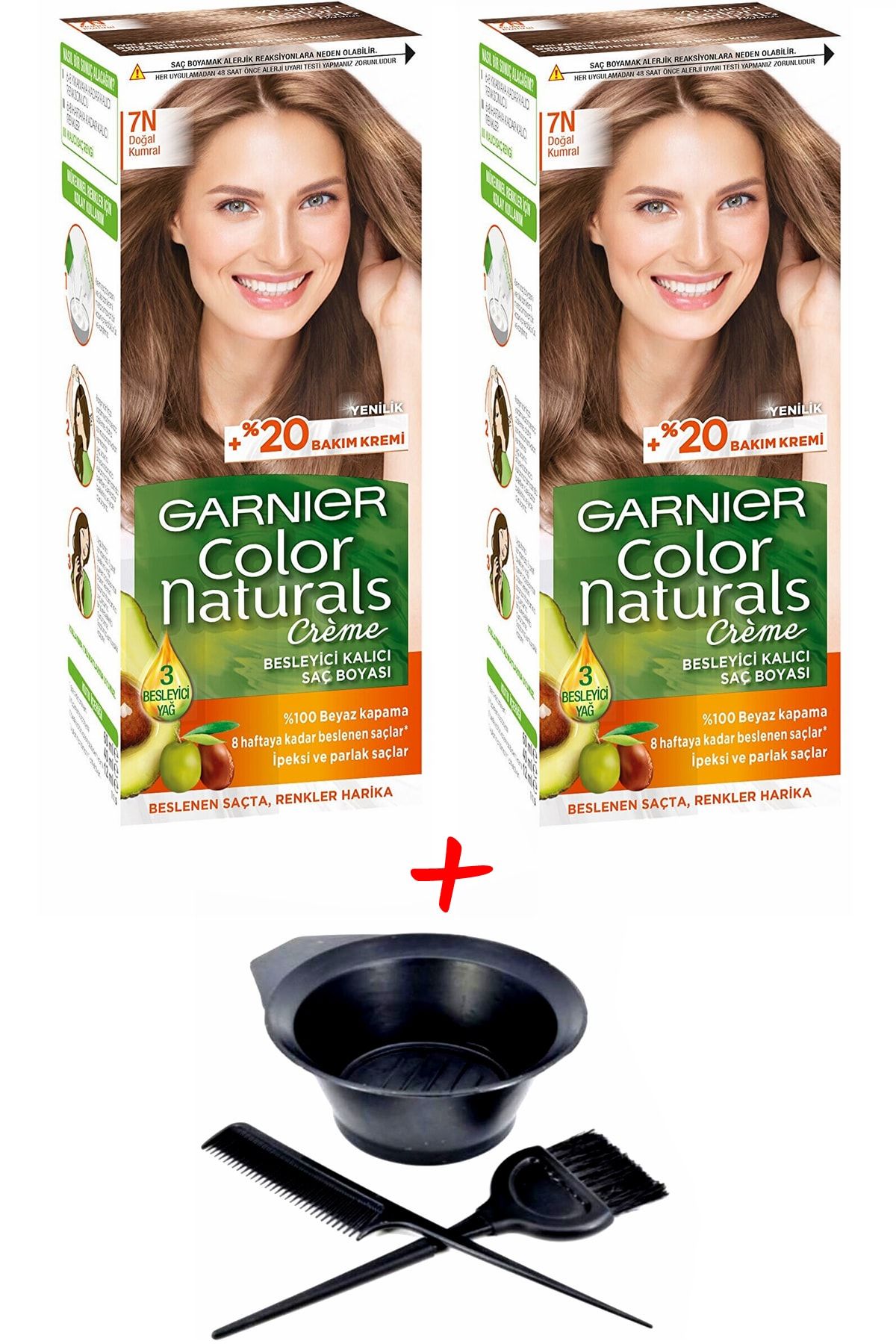 رنگ مو مردانه و زنانه COLOR NATURALS 7N طبیعی KUMRAL + مجموعه آمیزی Garnier