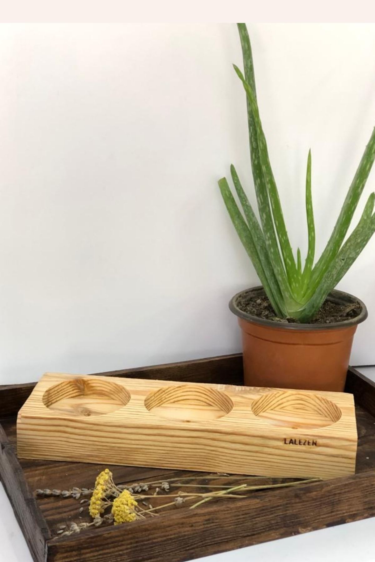 LALEZEN Mutfak Banyo Düzenleyici Ahşap 3 Bölmeli Stant ZO8200